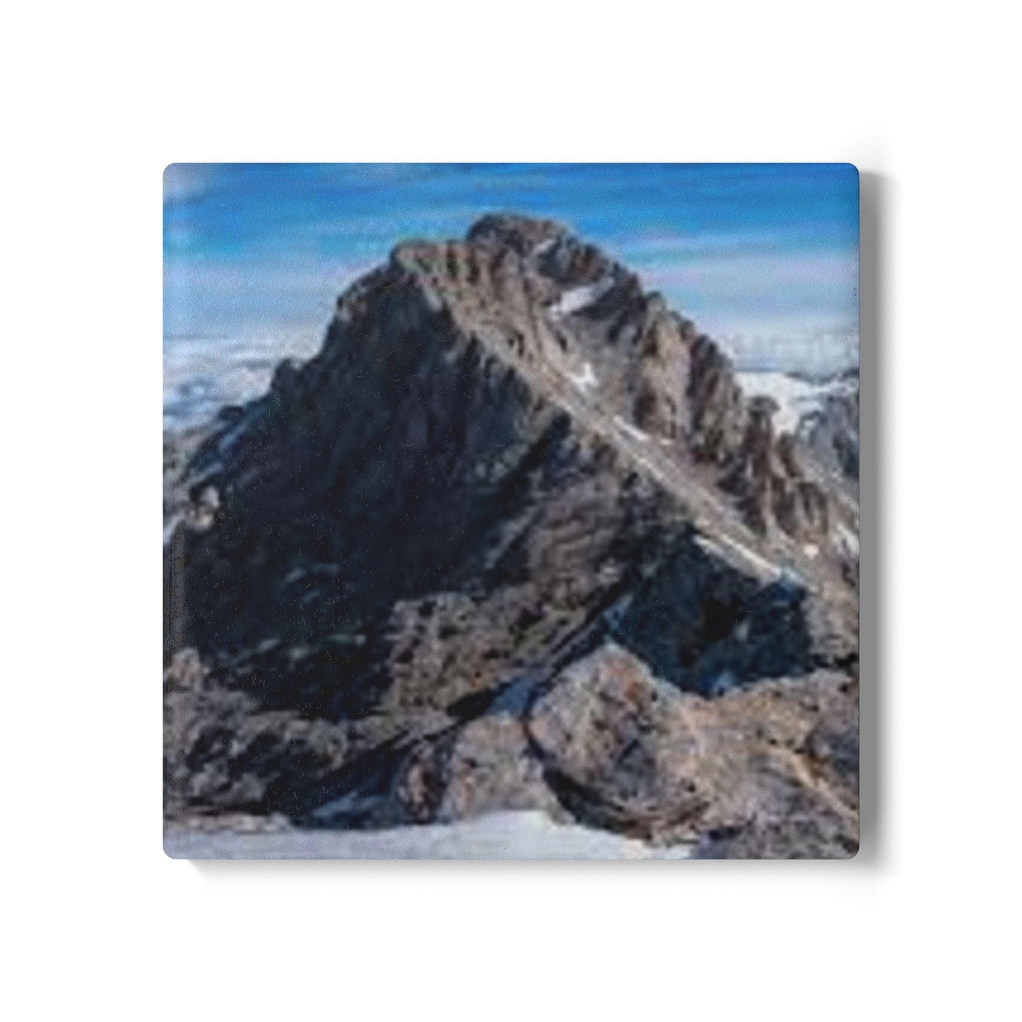 Mountain Peak Photo Ceramic Coaster | Scenic Alpine Rock Landscape