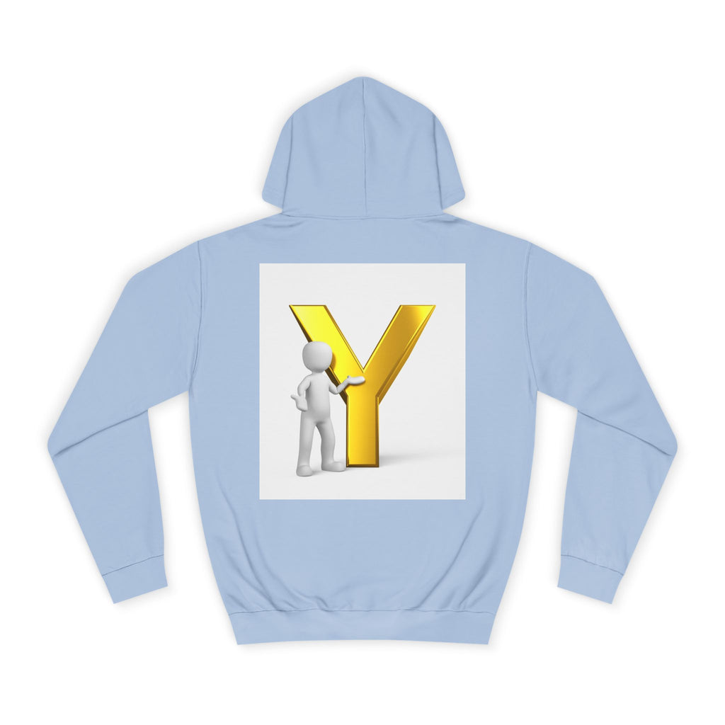 3D Gold Letter Y with Figure Hoodie | Initial Monogram Sweatshirt