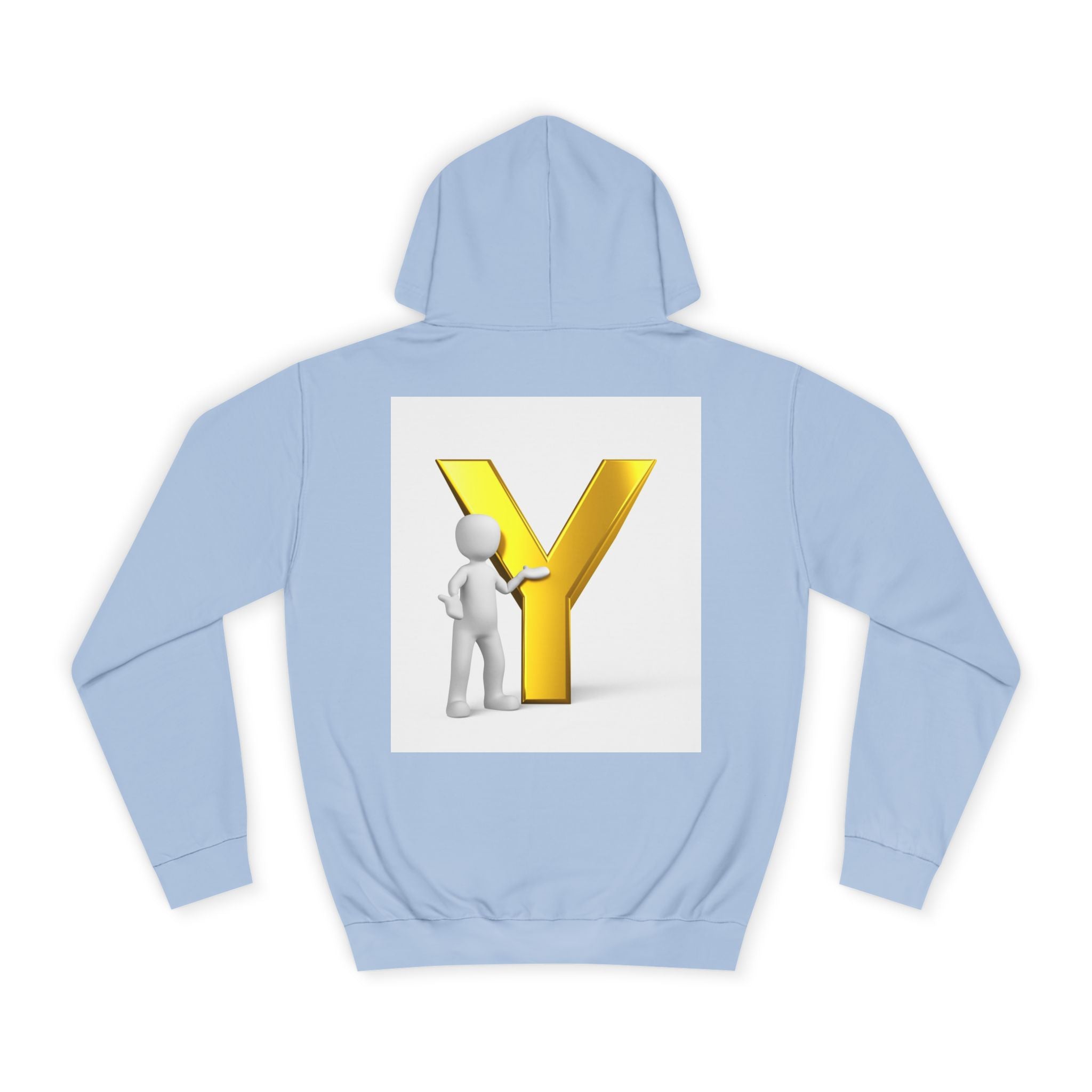 3D Gold Letter Y with Figure Hoodie | Initial Monogram Sweatshirt
