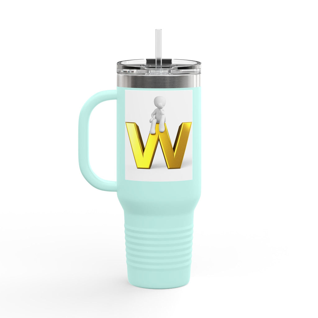 3D Gold Letter W with Figure Travel Mug | Insulated 40oz Tumbler