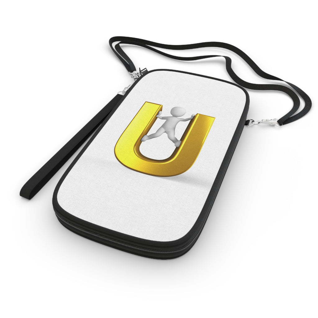 Stick Figure Escaping Gold Letter U Passport Wallet | Funny Travel Accessory