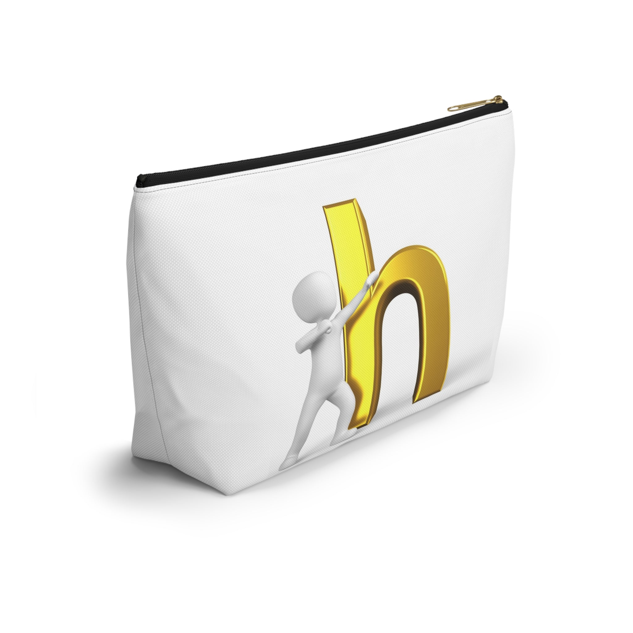 3D Person Pushing Gold Letter H Accessory Pouch