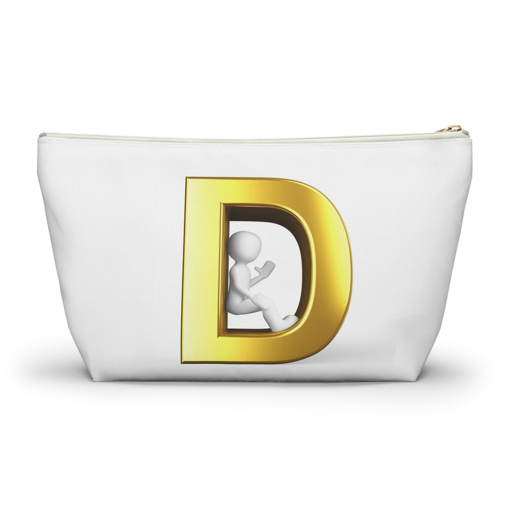 Gold Letter D with 3D Figure Accessory Pouch