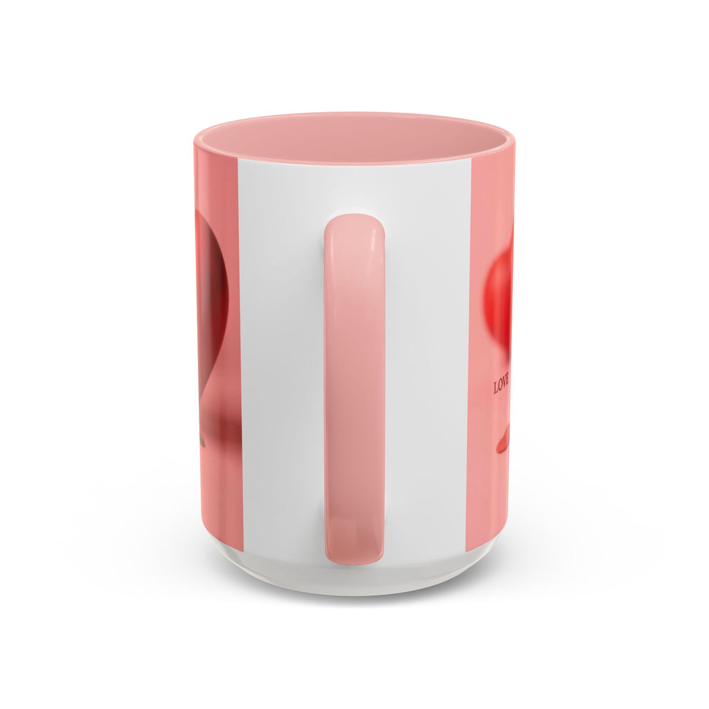 Red Heart Love Design Accent Coffee Mug | Valentine Heart Ceramic Mug
