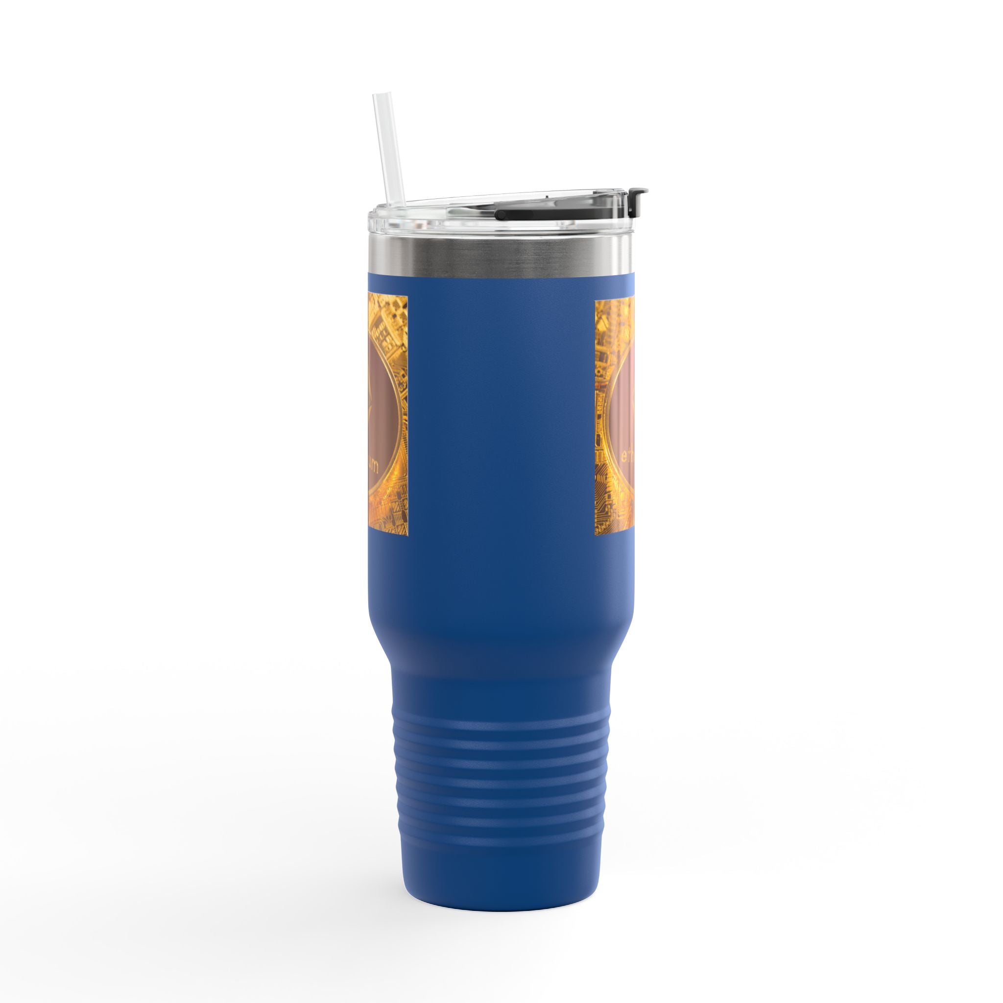 Mug de voyage isotherme 40oz motif pièce Ethereum | Tumbler isotherme logo crypto