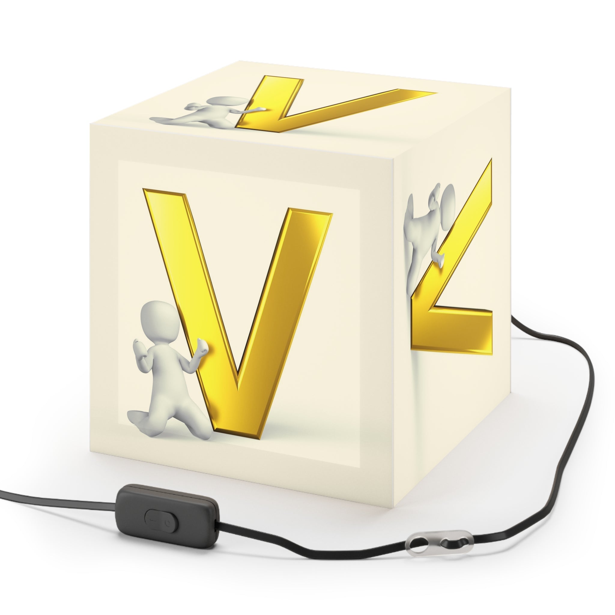 Light Cube Lamp | Gold Letter V