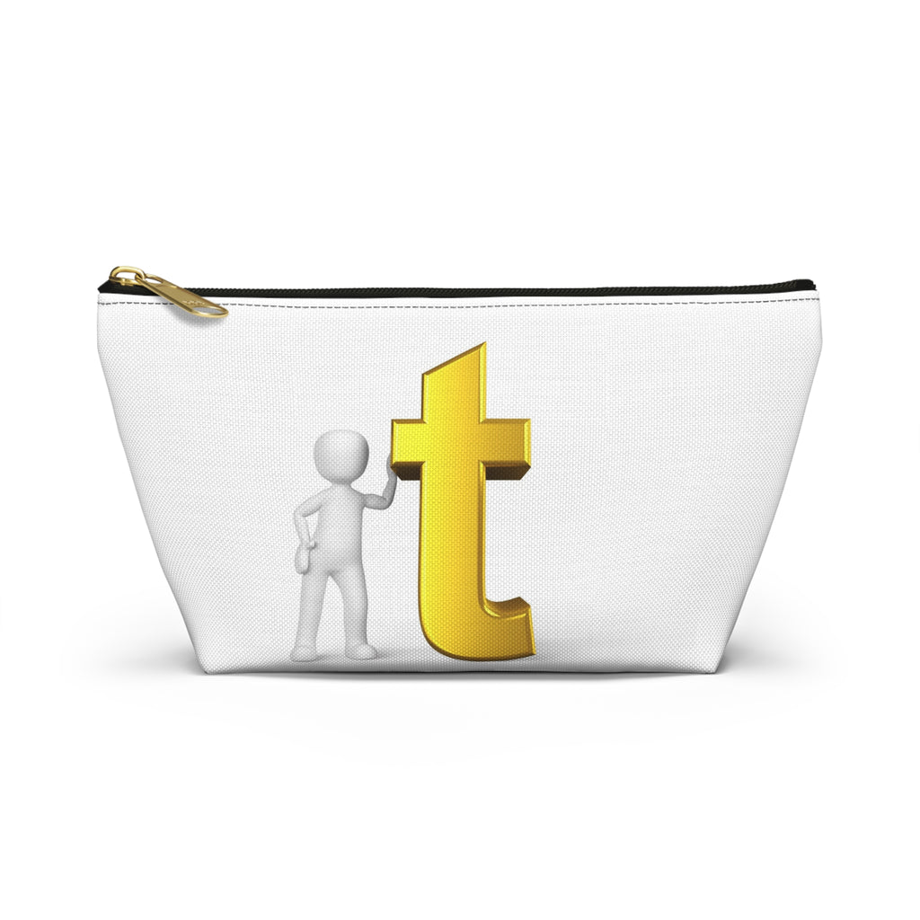Gold Letter T Monogram Accessory Pouch | T-Bottom Makeup Bag