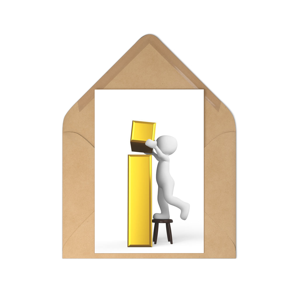 3D Person Gold Letter i Postcards | 7 Pack