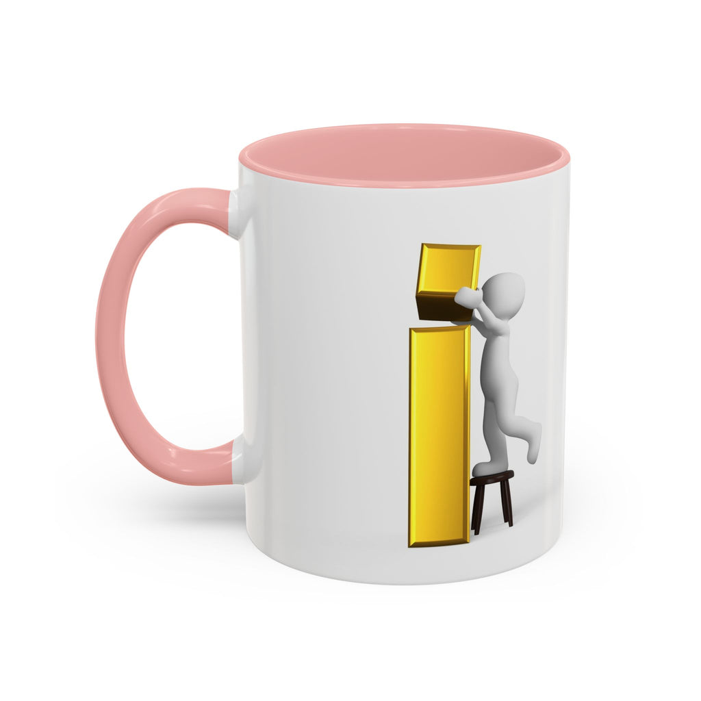3D Figure Climbing Gold Letter i Mug | Accent Coffee Mug