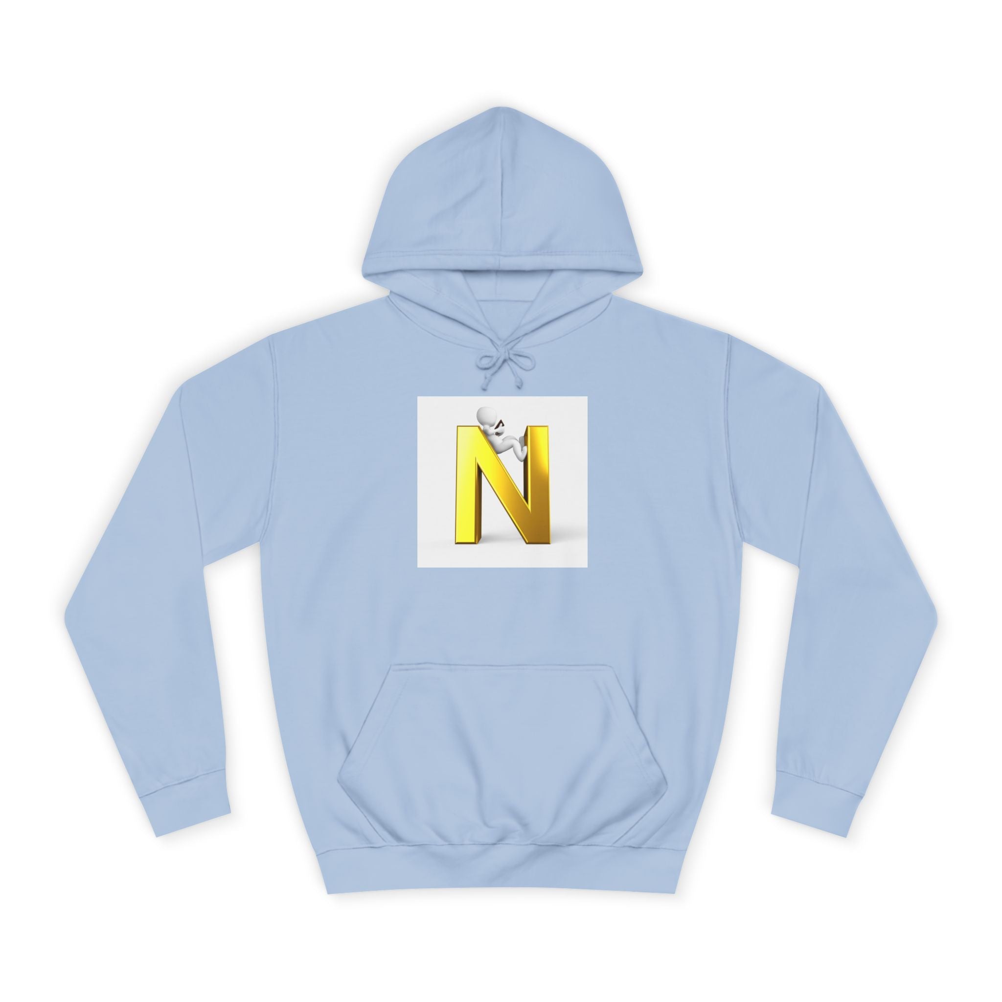 Gold 3D Letter N with Climbing Figure Hoodie | Initial Monogram Pullover