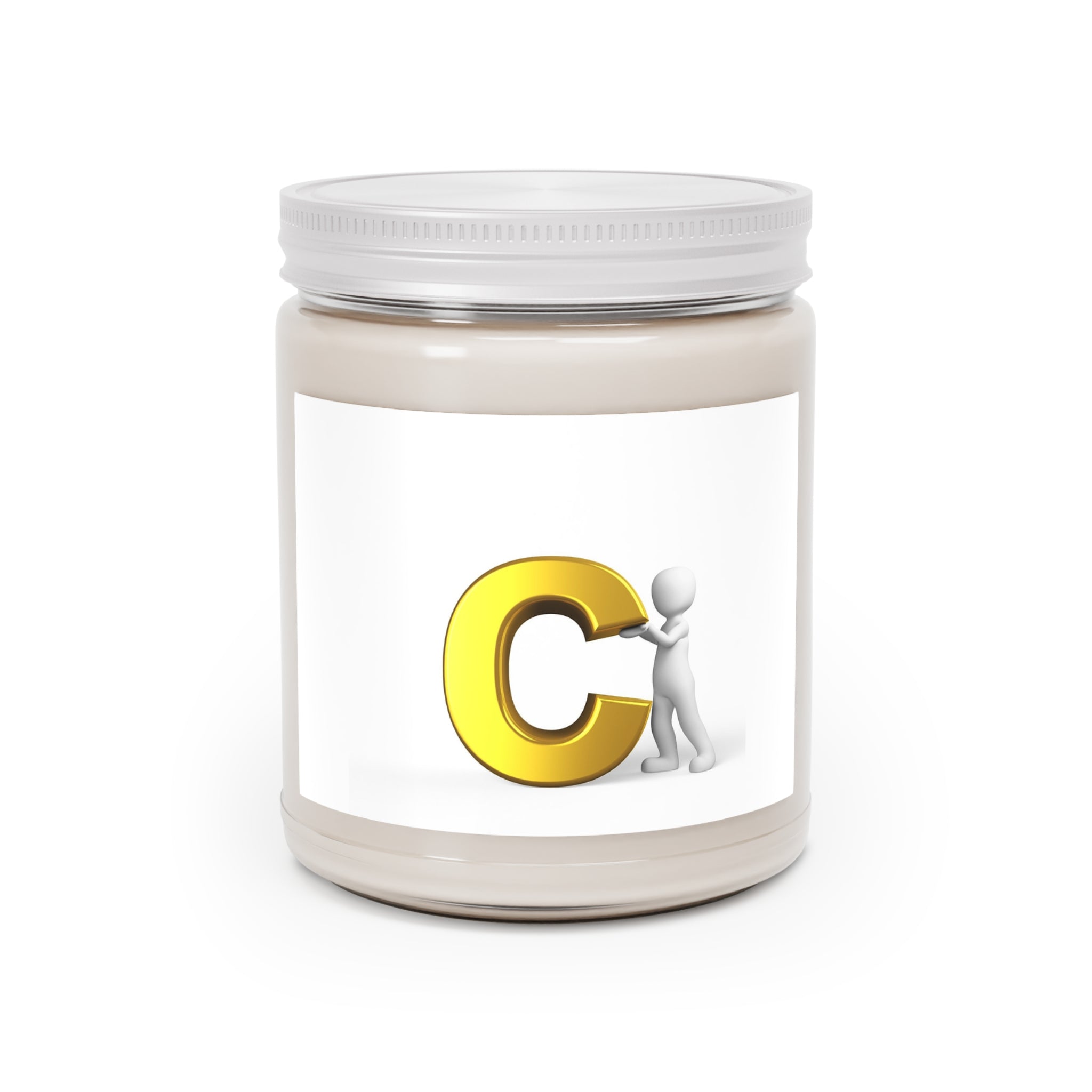 Bougie initiale C en or | Pot en verre de soja parfumé 9 oz