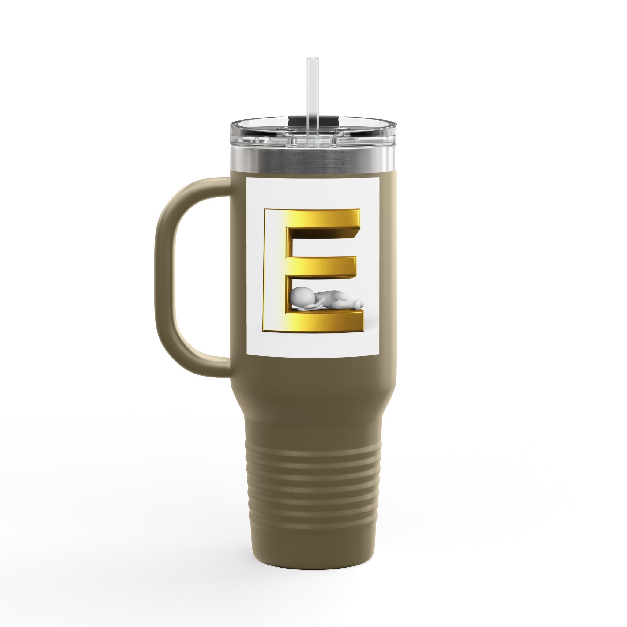 Gold Letter E Monogram Travel Mug | 40oz Insulated Tumbler