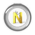 Gold 3D Letter N with Character Compact Travel Mirror | Monogram Pocket Mirror