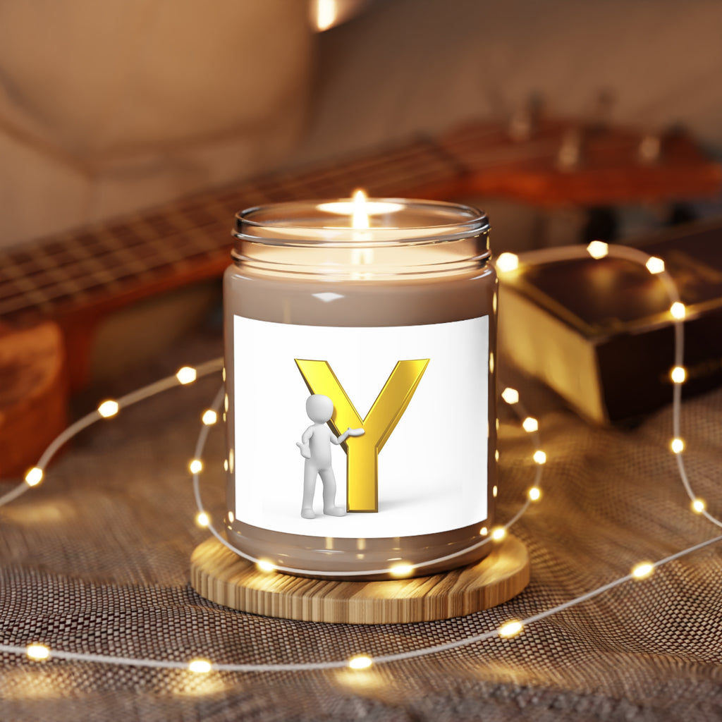 Gold Letter Y Initial Candle Soy Jar | 9oz White Lid