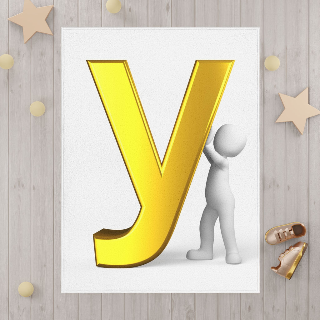 Gold Letter Y toddler blanket | Alphabet initial monogram