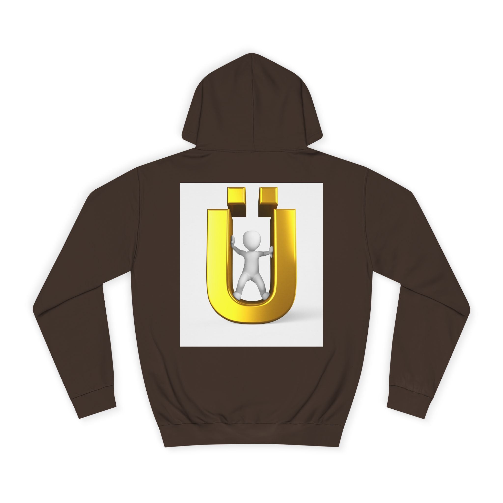 Gold Ü Letter Logo Hoodie | 3D Person Initial U Sweatshirt