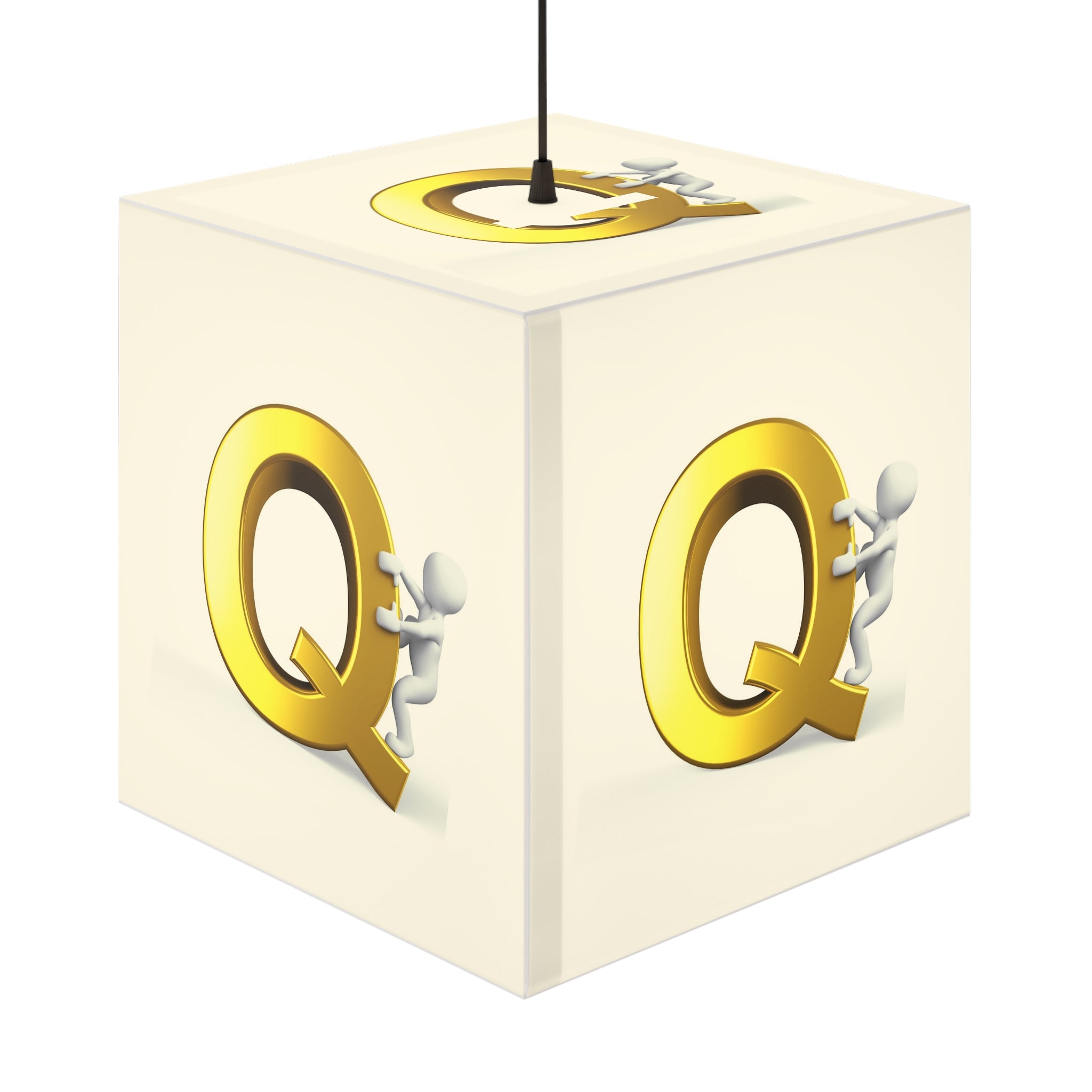 Lampe cube en forme de lettre Q dorée | Lampe cube monogramme initiale