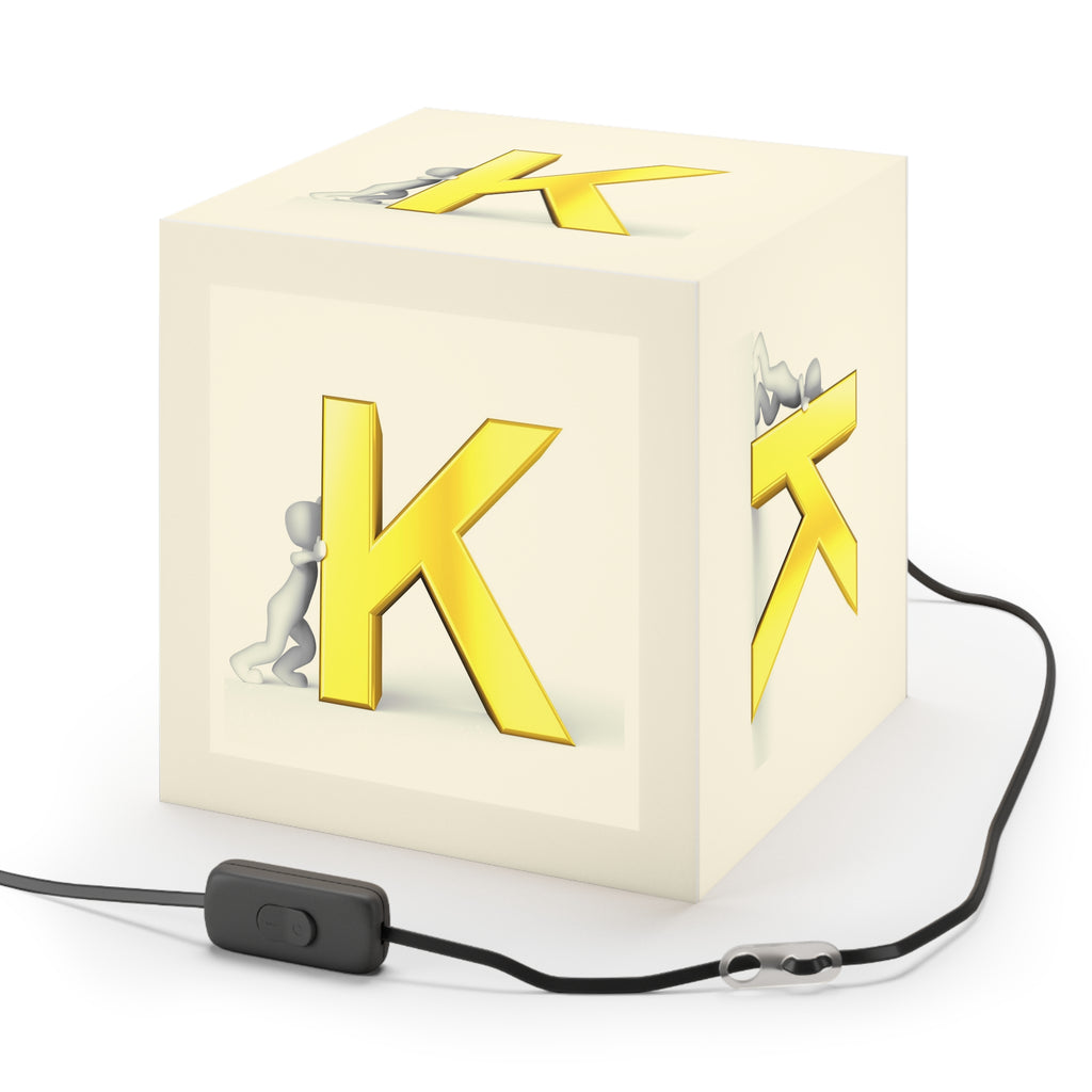 Golden Letter K Light Cube Lamp | Initial Monogram Pendant Light