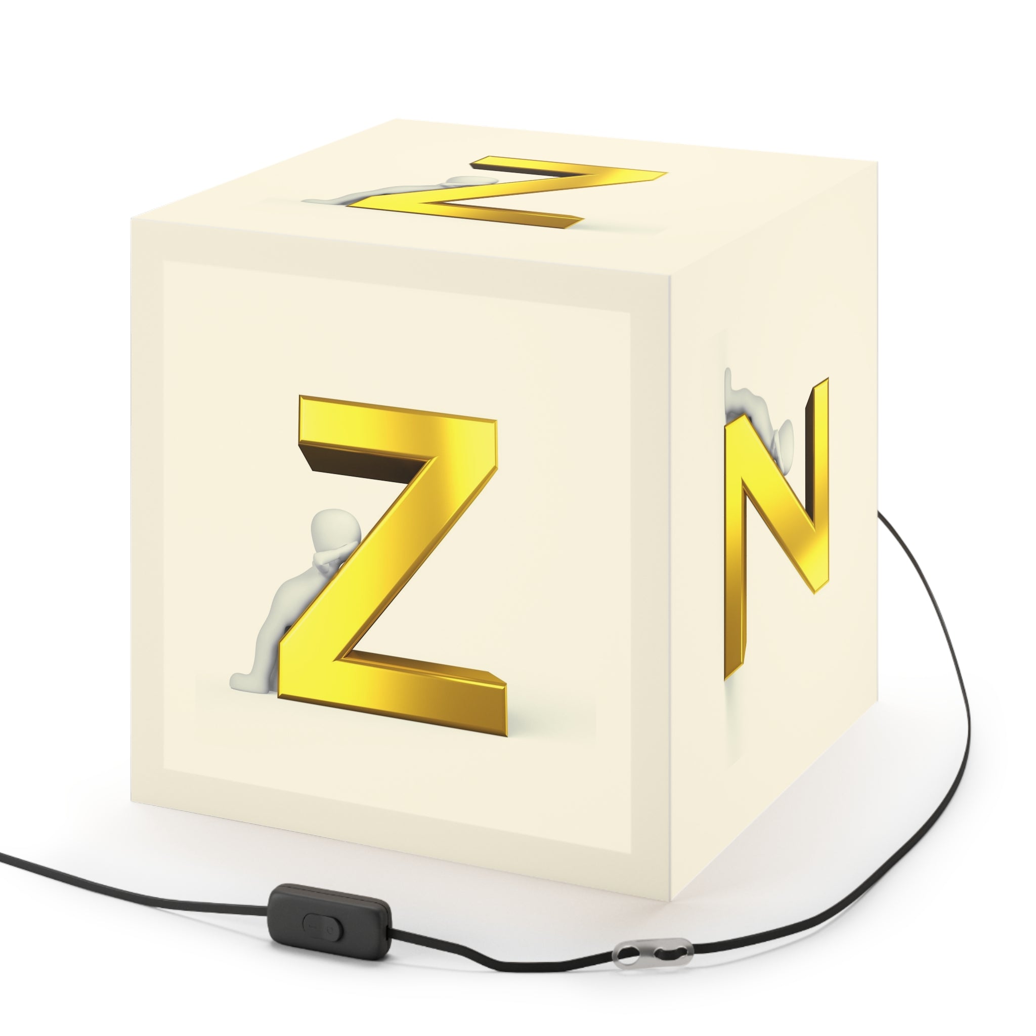 Gold Z Letter Cube Lamp | Modern Decorative Light