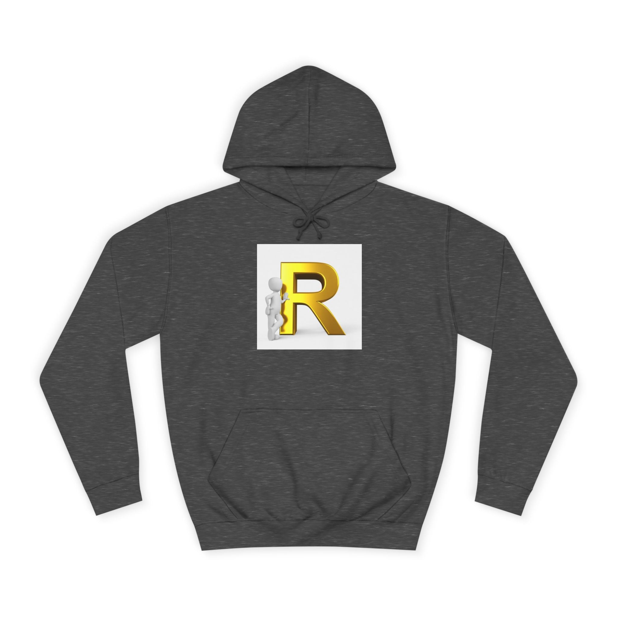 Gold Letter R Hoodie | 3D Character Leaning on R