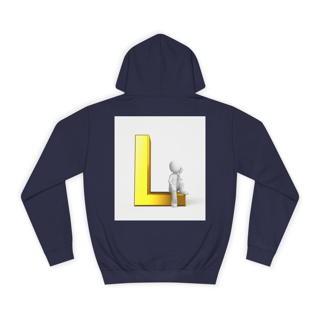 3D Letter L with Figure Hoodie | Initial L Sweatshirt