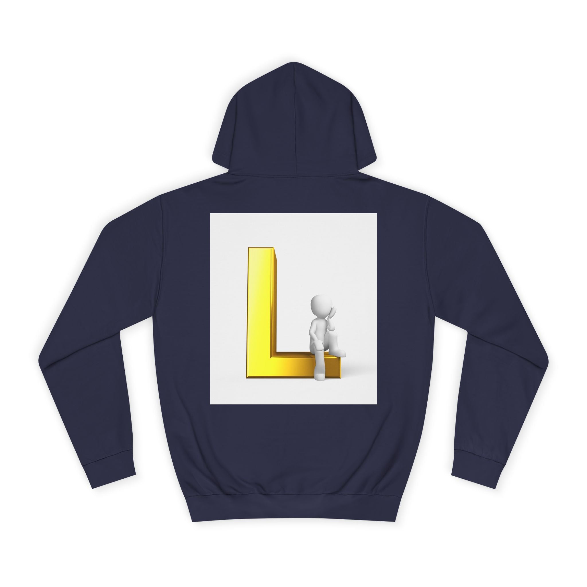 3D Letter L with Figure Hoodie | Initial L Sweatshirt