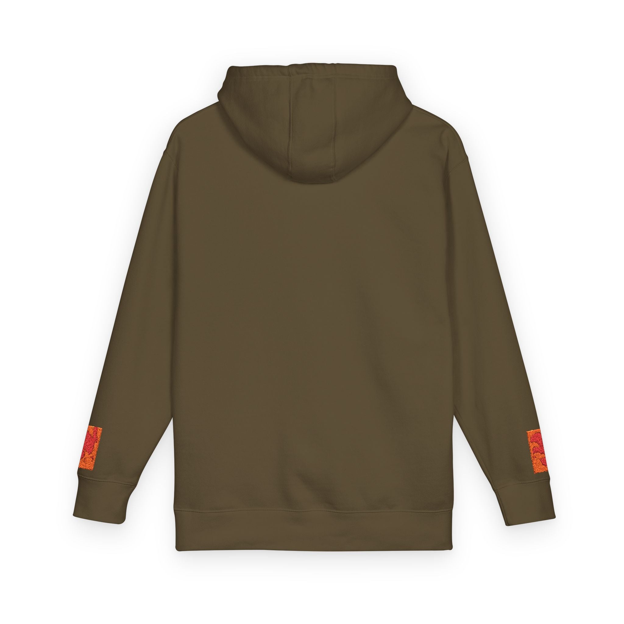 Orange Phoenix Pixel Art Hoodie | Square Chest & Sleeve Patch