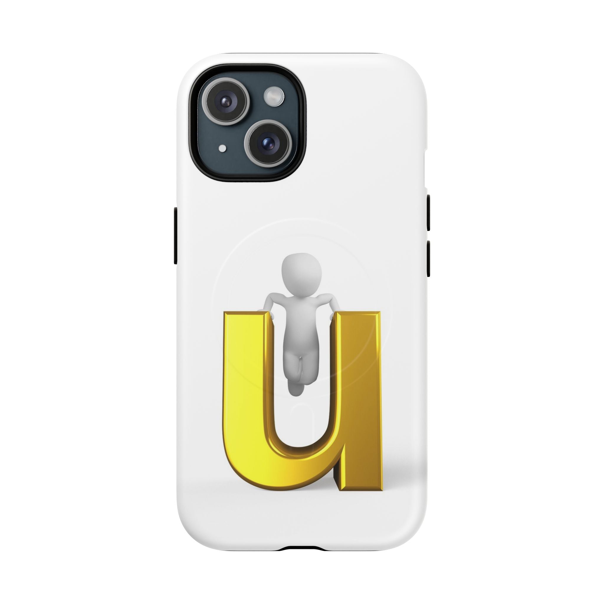 Coque de téléphone 3D Personnage avec Lettre U Dorée | Coque Magnétique Robuste