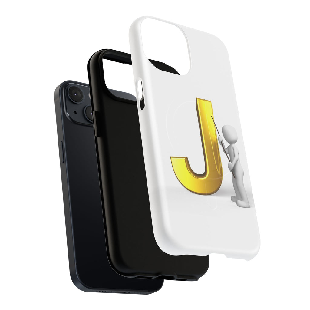 Gold Letter J with Painter Figure Phone Case | Tough Magnetic Case