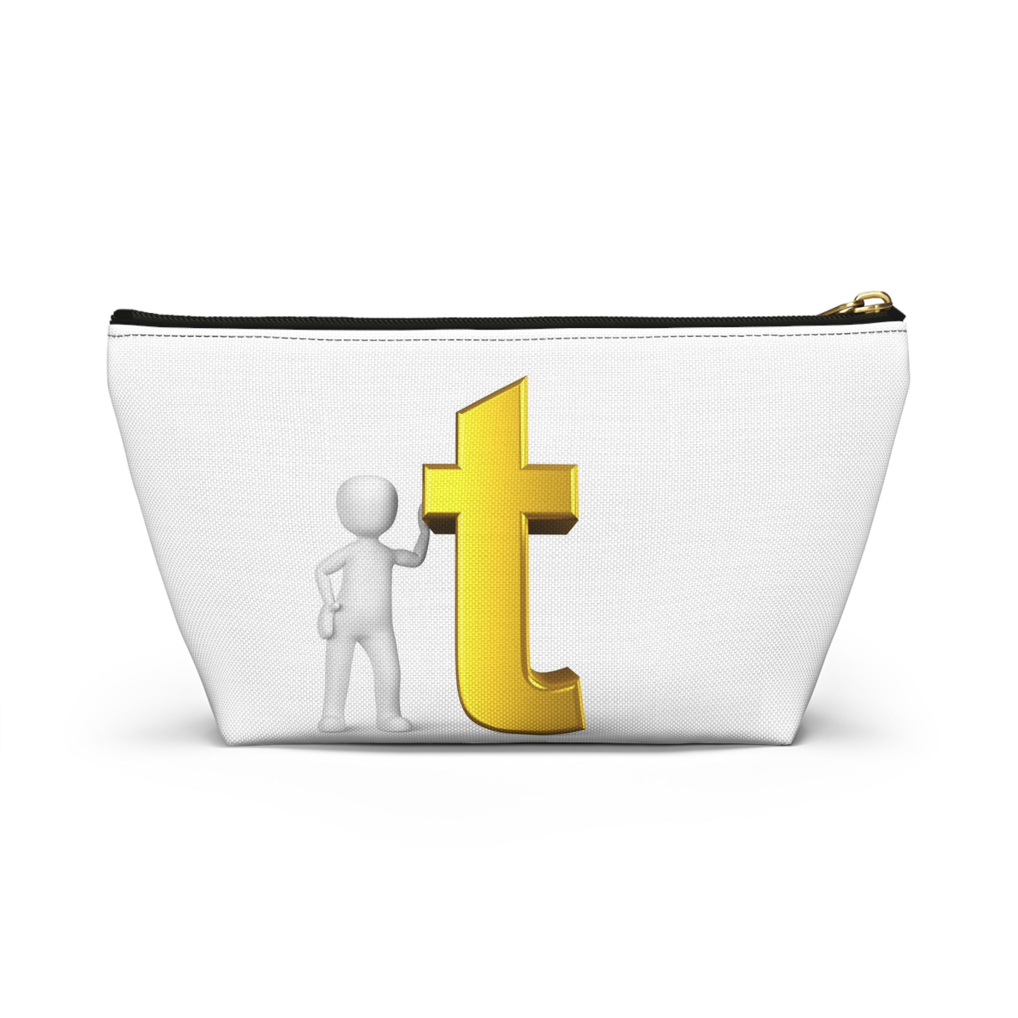 Gold Letter T Monogram Accessory Pouch | T-Bottom Makeup Bag