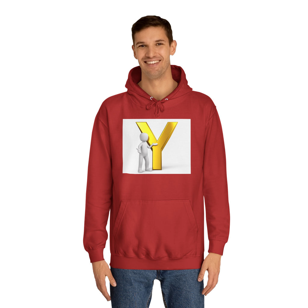 3D Gold Letter Y with Figure Hoodie | Initial Monogram Sweatshirt