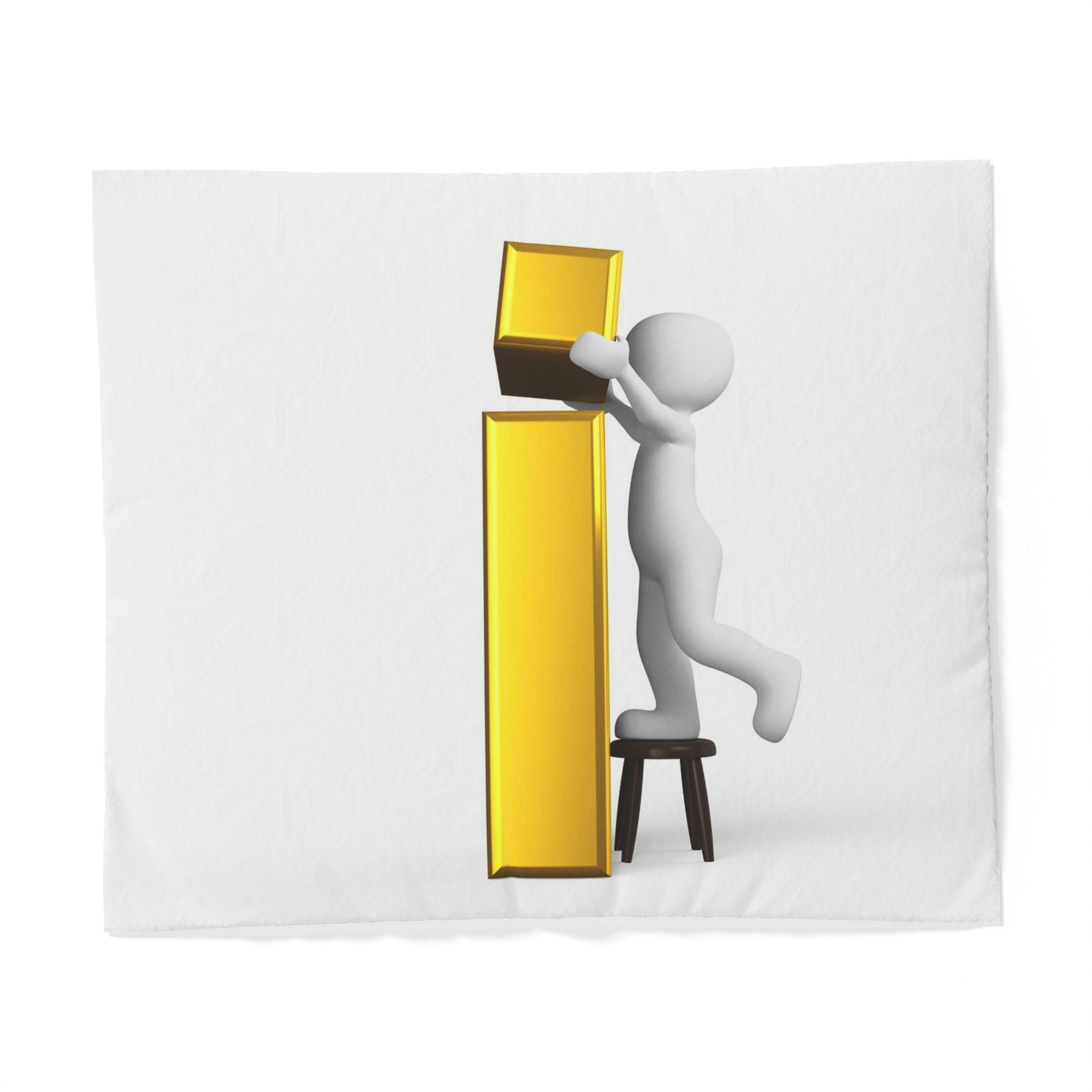 3D Character Stacking Gold Letter i Duvet Cover
