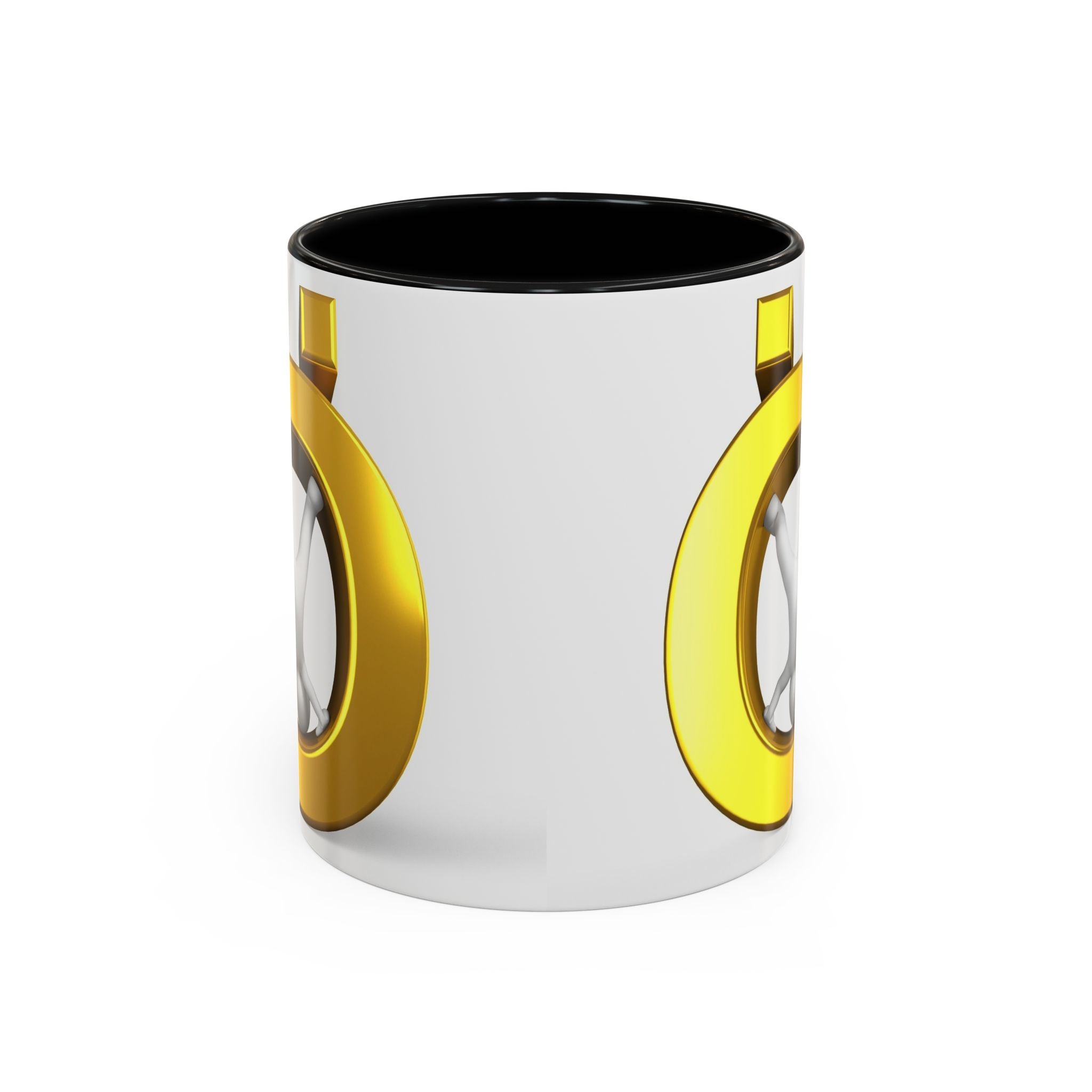 3D Gold Ö Letter Coffee Mug | Accent Handle, Black Interior