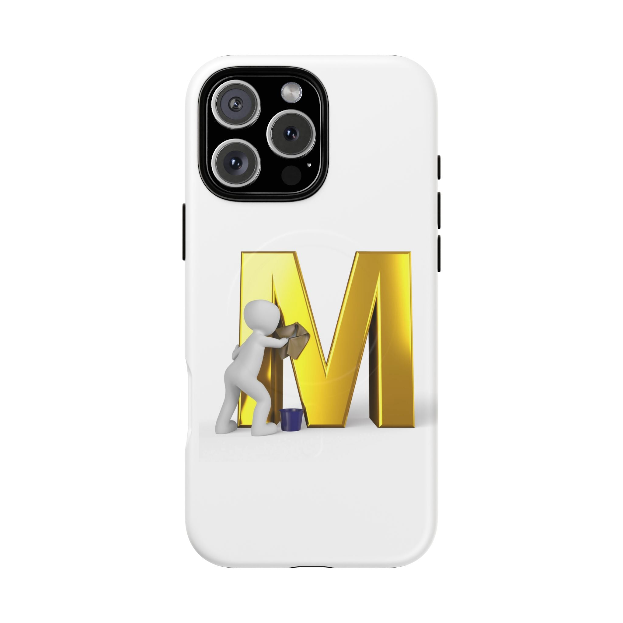 Coque de téléphone aimantée et robuste avec lettre M dorée | Coque magnétique résistante