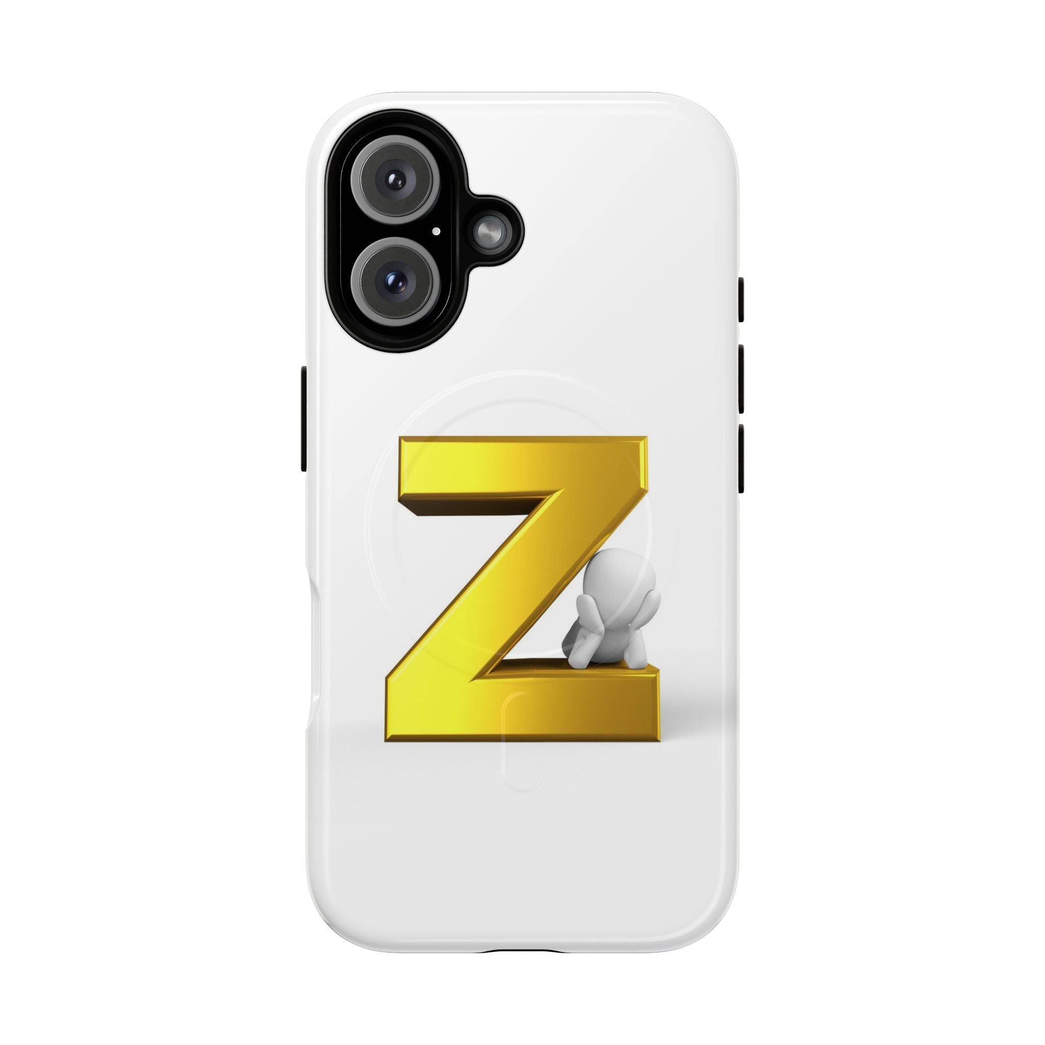 Coque de Téléphone Lettre Z Or 3D | Coque Magnétique Robuste, Initiale Monogramme