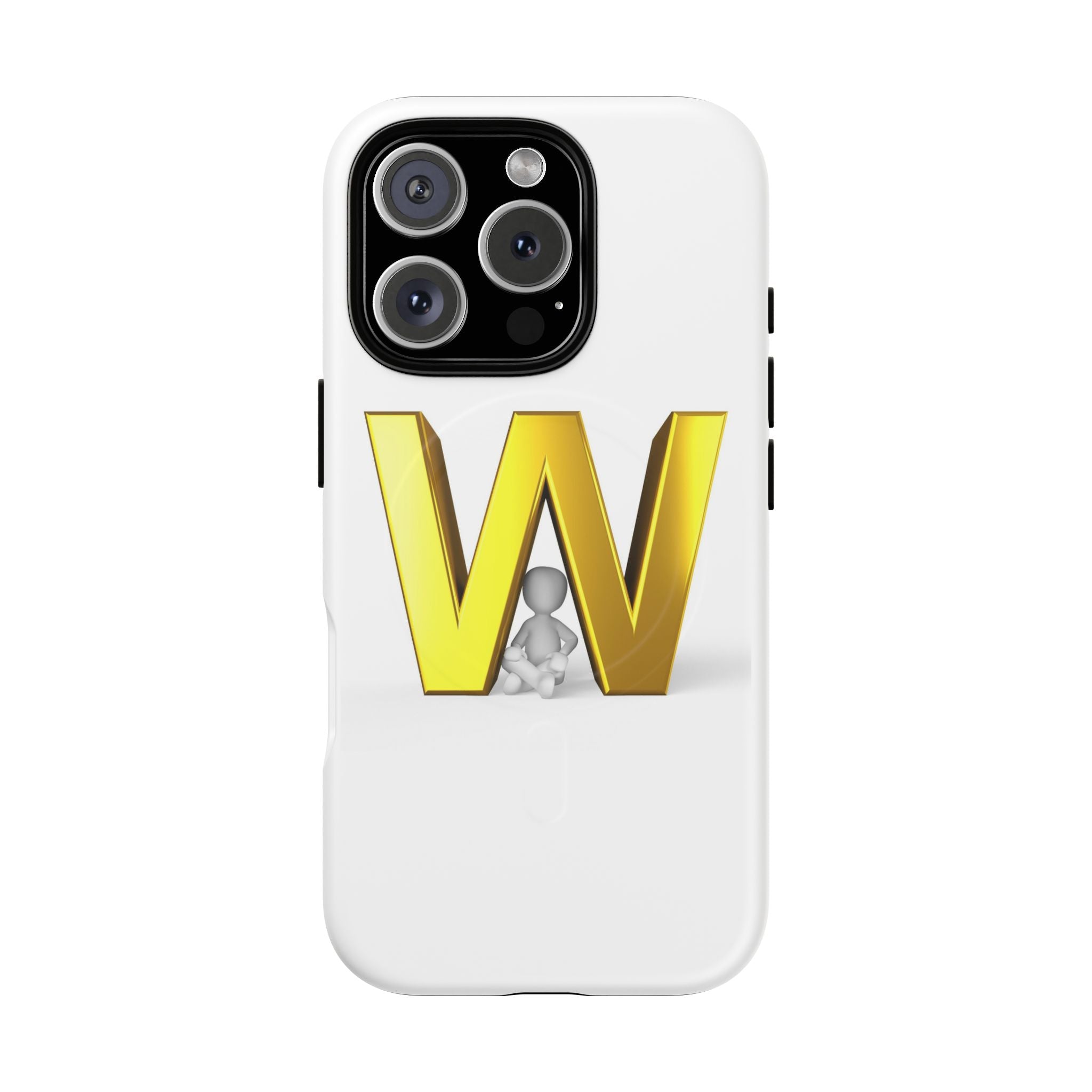 Coque de téléphone à monogramme lettre W or | Coque magnétique résistante