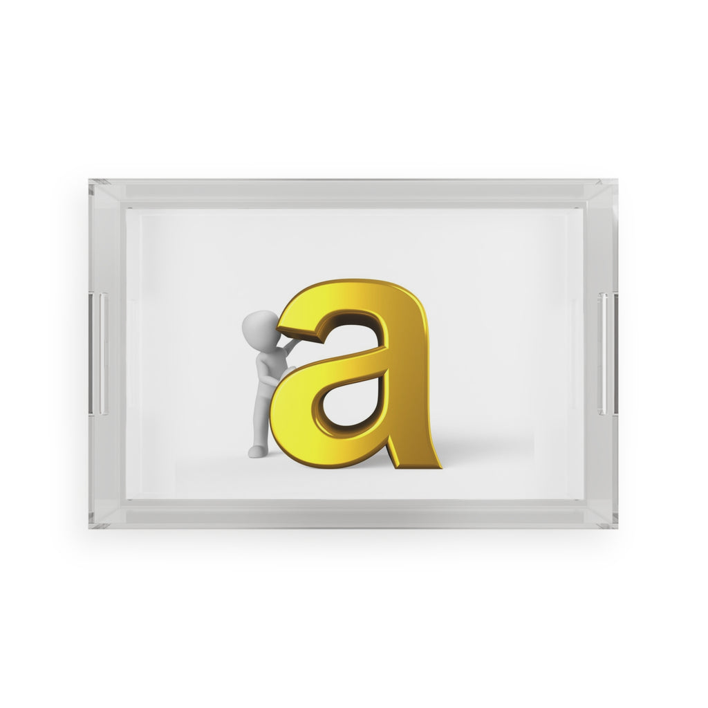 Golden Letter A Acrylic Serving Tray | Monogram Initial Decor