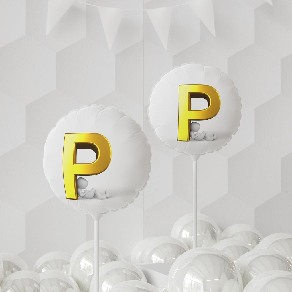 Gold Letter P Balloon round foil balloon | 11 inch