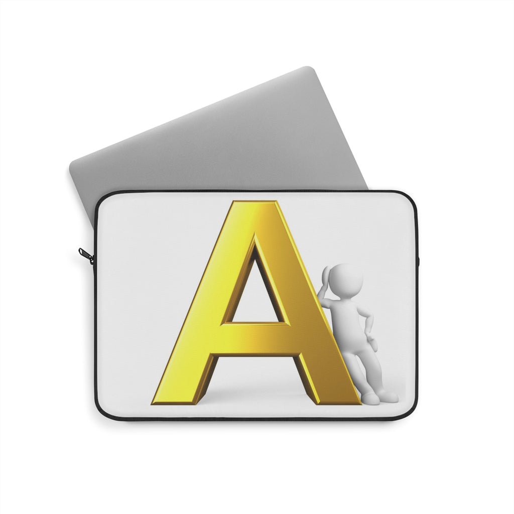 Gold Letter A Monogram Laptop Sleeve | Initial A Alphabet Case