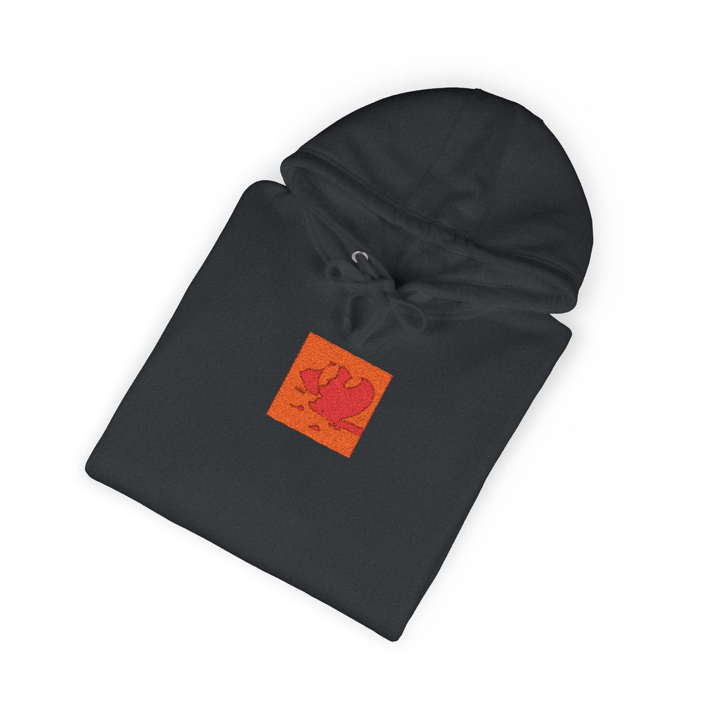 Orange Phoenix Pixel Art Hoodie | Square Chest & Sleeve Patch