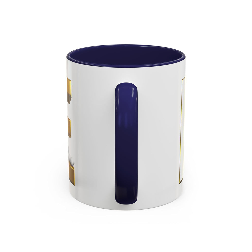 Gold 3D Buchstaben E Tasse | Akzent-Kaffeetasse