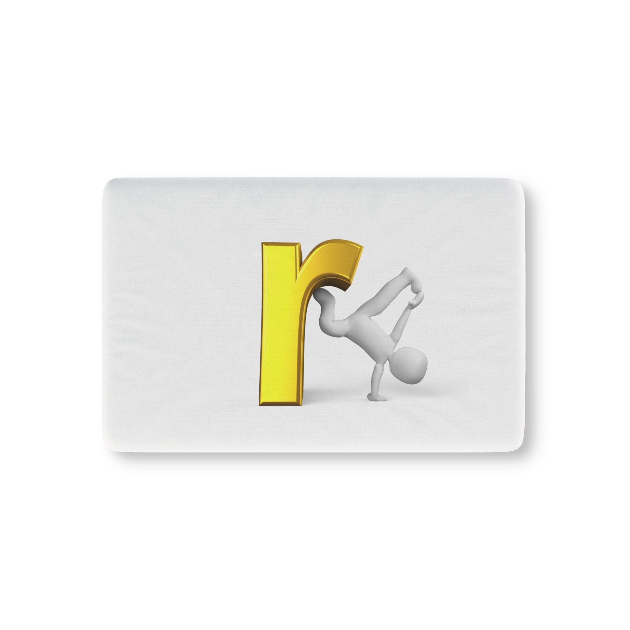 Yellow Letter R with Playful Figure baby fitted crib sheet