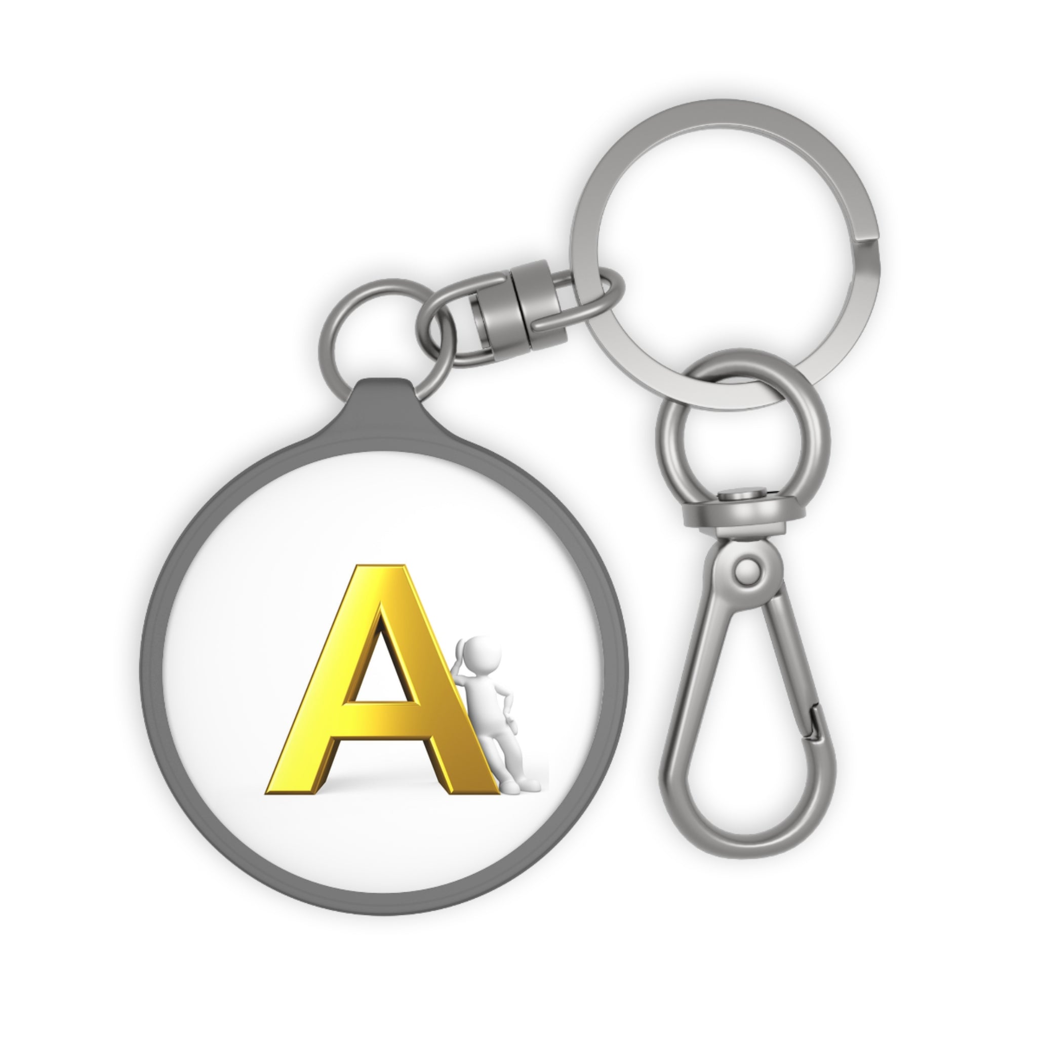 Gold Letter A Keyring Tag | Initial Monogram Keychain, Personalized Keyring