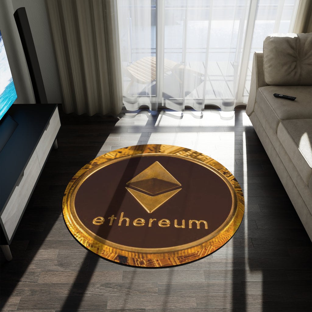 Ethereum Coin Round Rug | Cryptocurrency Logo Floor Mat