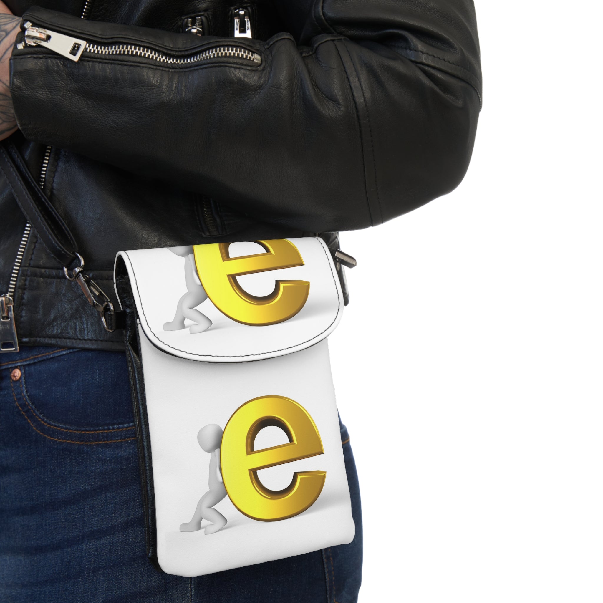 Yellow Letter E Design Small Cell Phone Wallet | Crossbody Phone Pouch