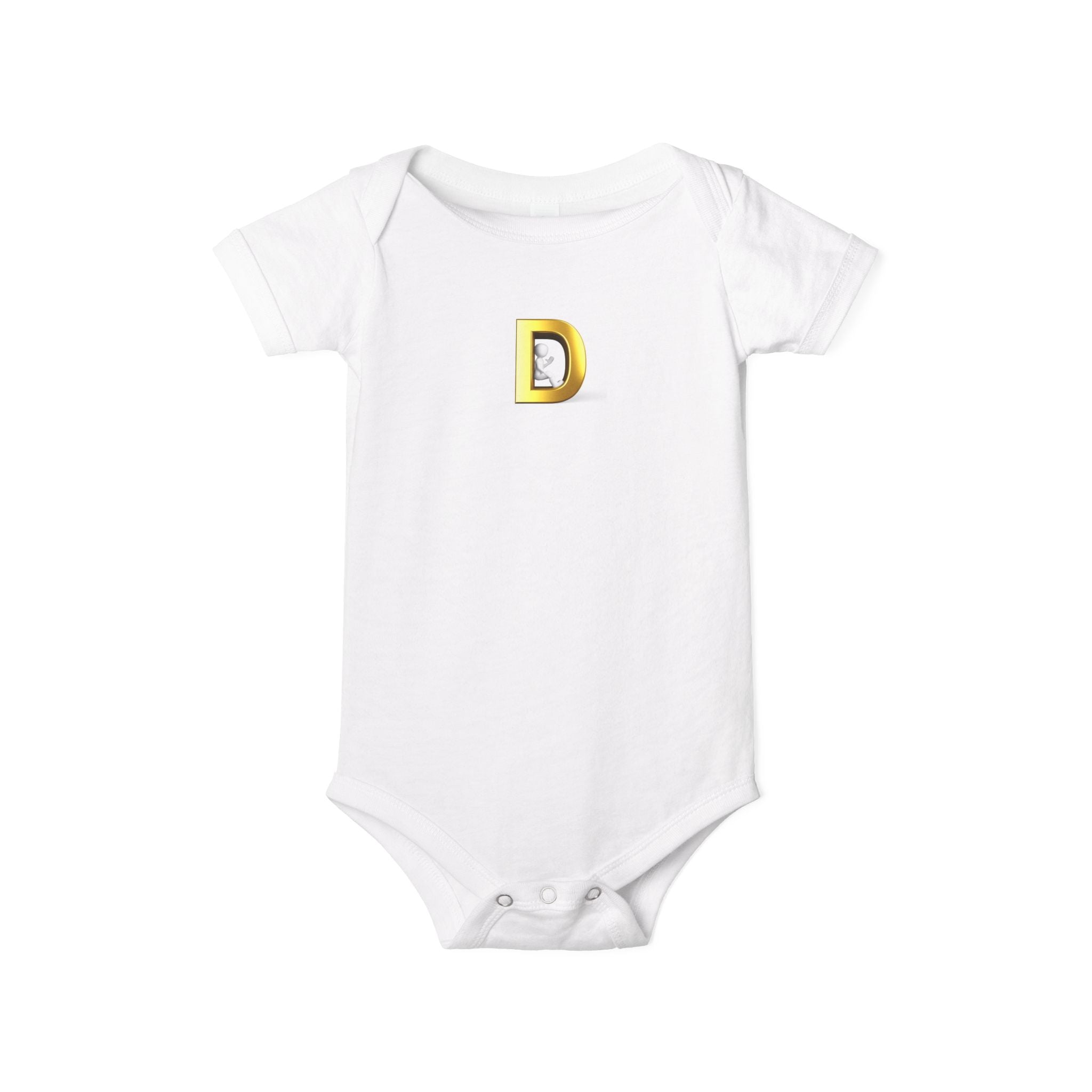 Body pour bébé avec lettre D dorée | Body personnalisé avec initiale