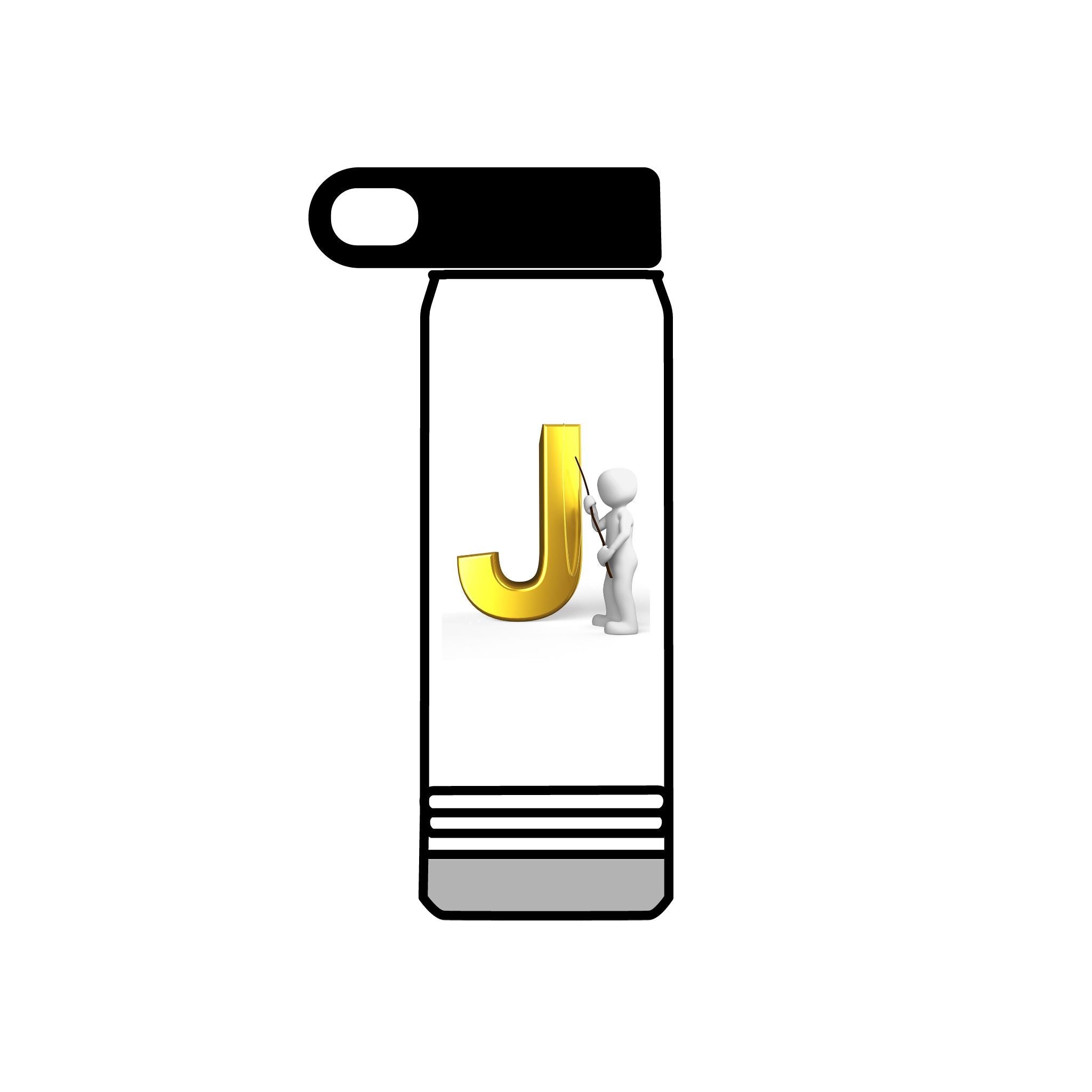 Bouteille d'eau Monogramme Lettre J Or | Initiale J 590 ml