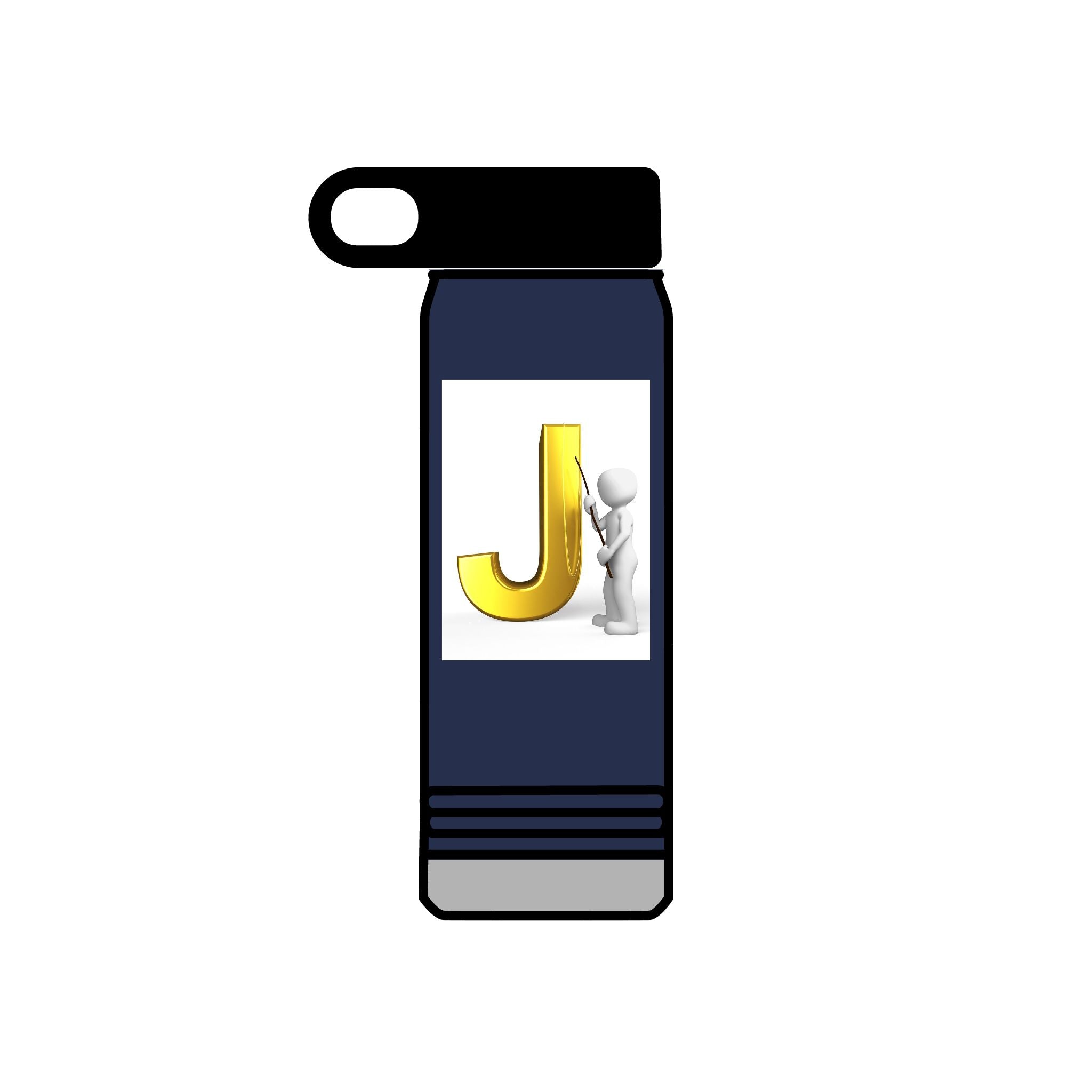 Bouteille d'eau Monogramme Lettre J Or | Initiale J 590 ml