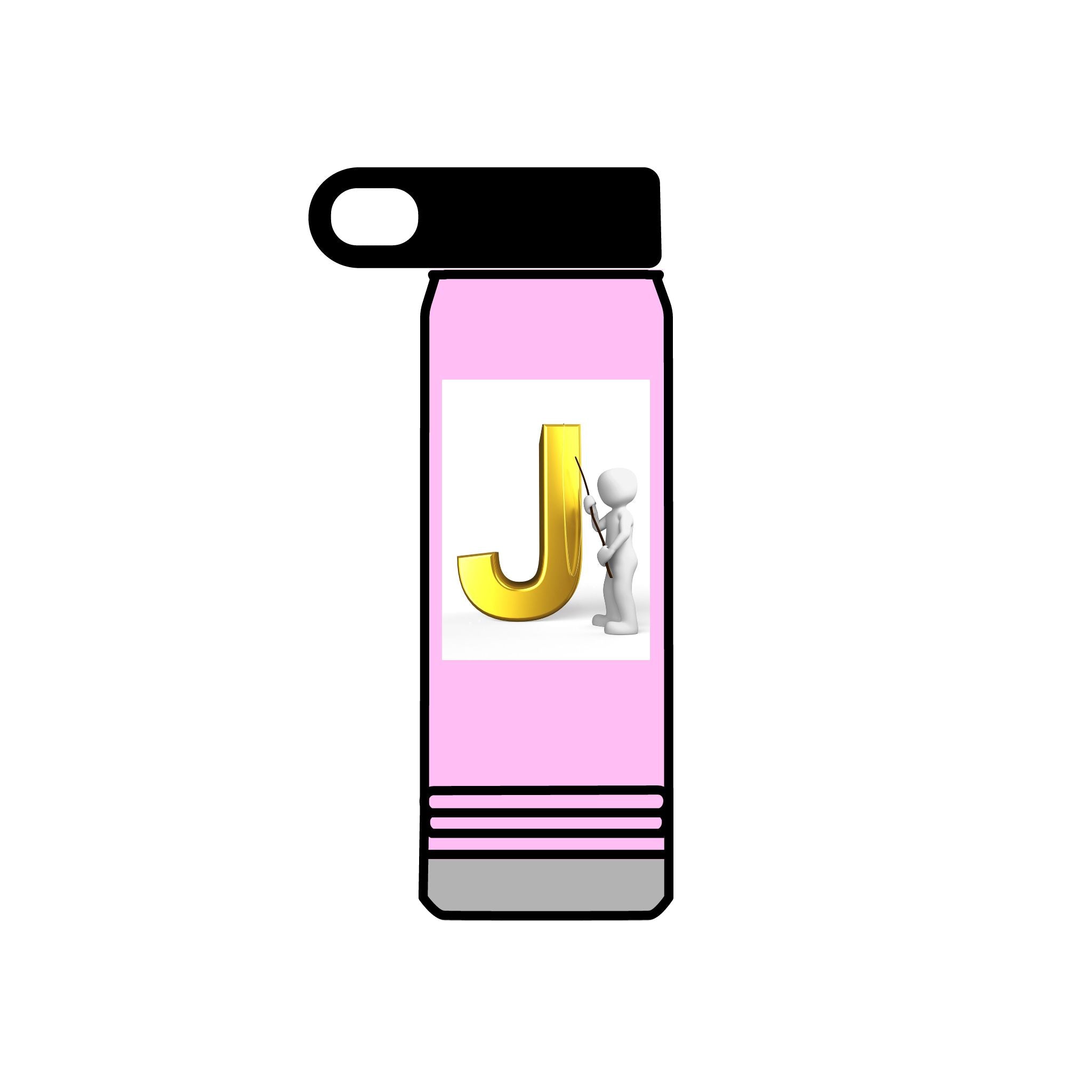 Bouteille d'eau Monogramme Lettre J Or | Initiale J 590 ml