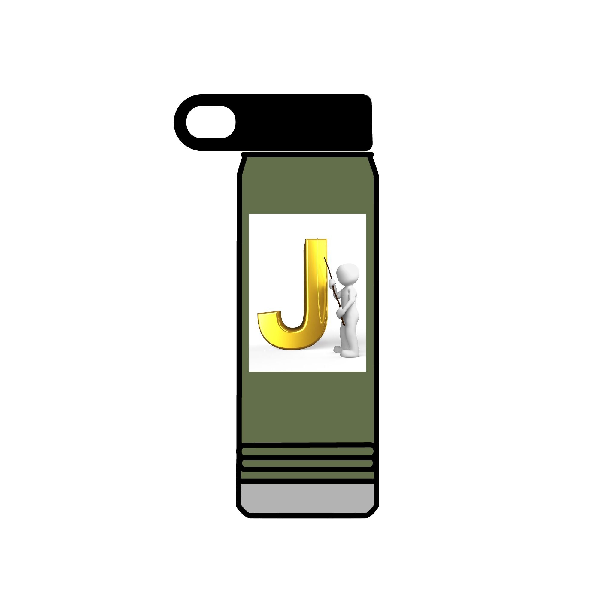 Bouteille d'eau Monogramme Lettre J Or | Initiale J 590 ml